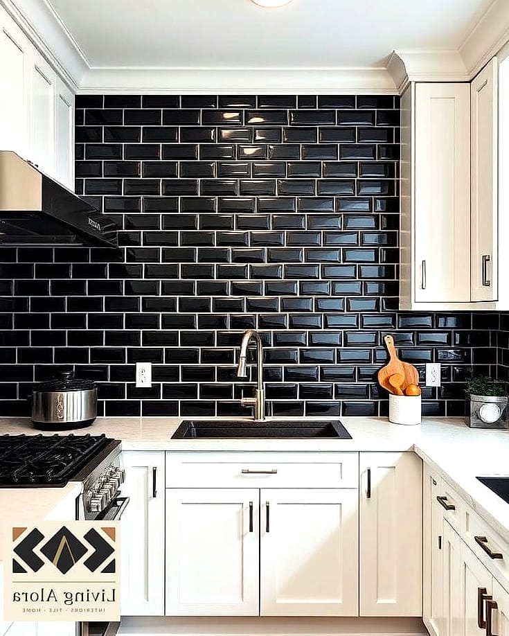 23 Black Subway Backsplash Ideas That Work in Any Size Home 2 All-Black Tile with Matching Black Grout