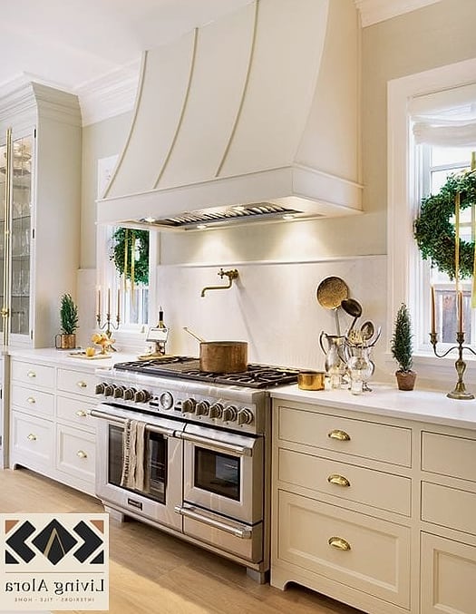 All-White Kitchen with a Statement Range Hood