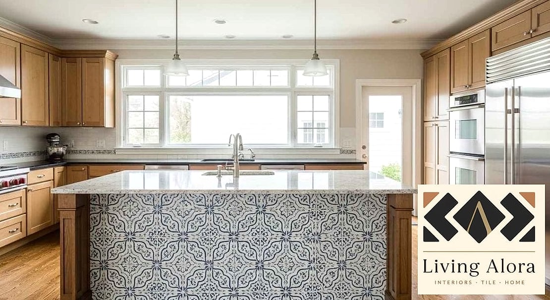 23 Arabesque Tile Ideas to Inspire Your Next Renovation 8 Arabesque Tile Kitchen Island Wrap