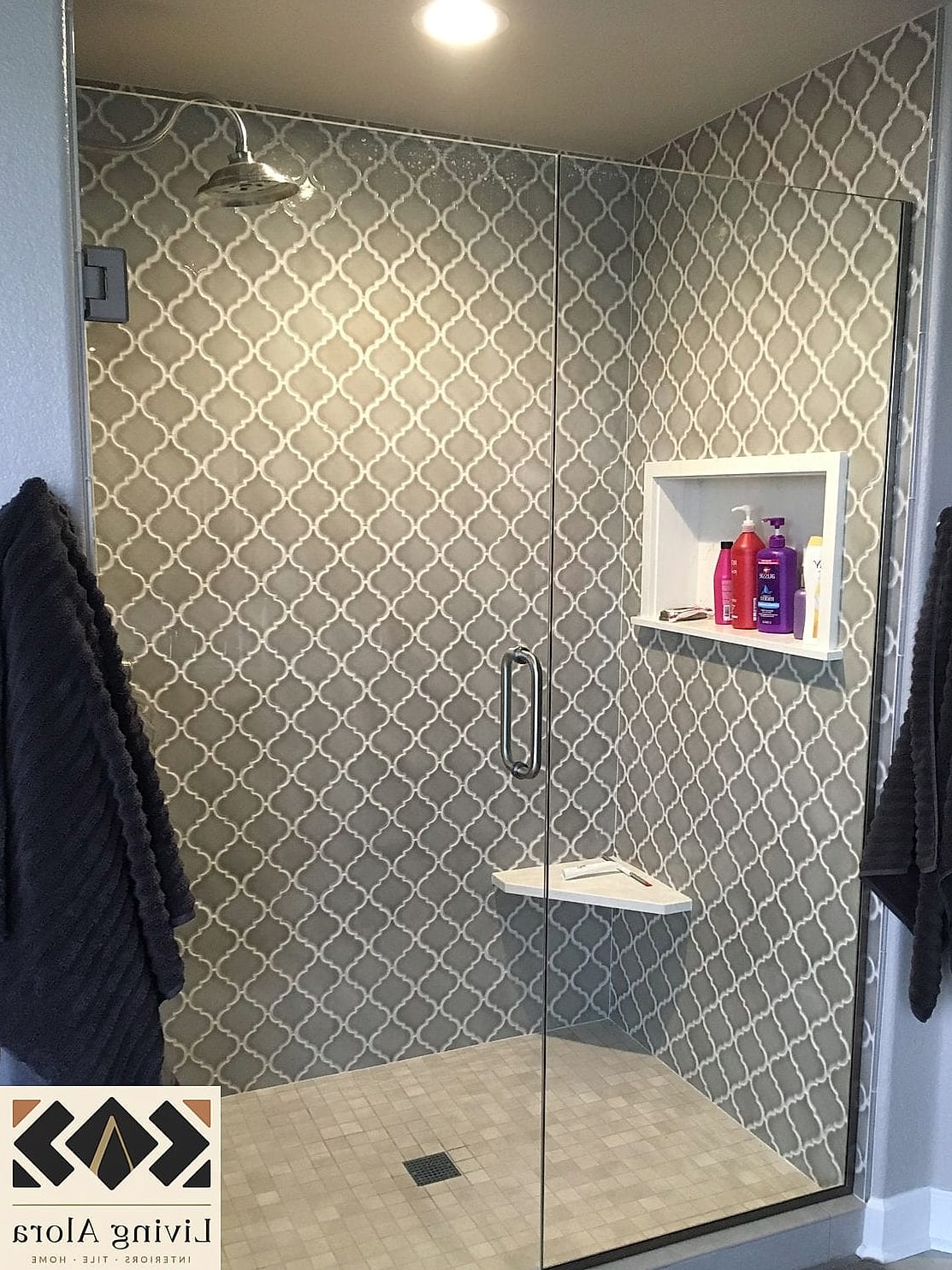 23 Arabesque Tile Ideas to Inspire Your Next Renovation 10 Arabesque Tile Shower Niche