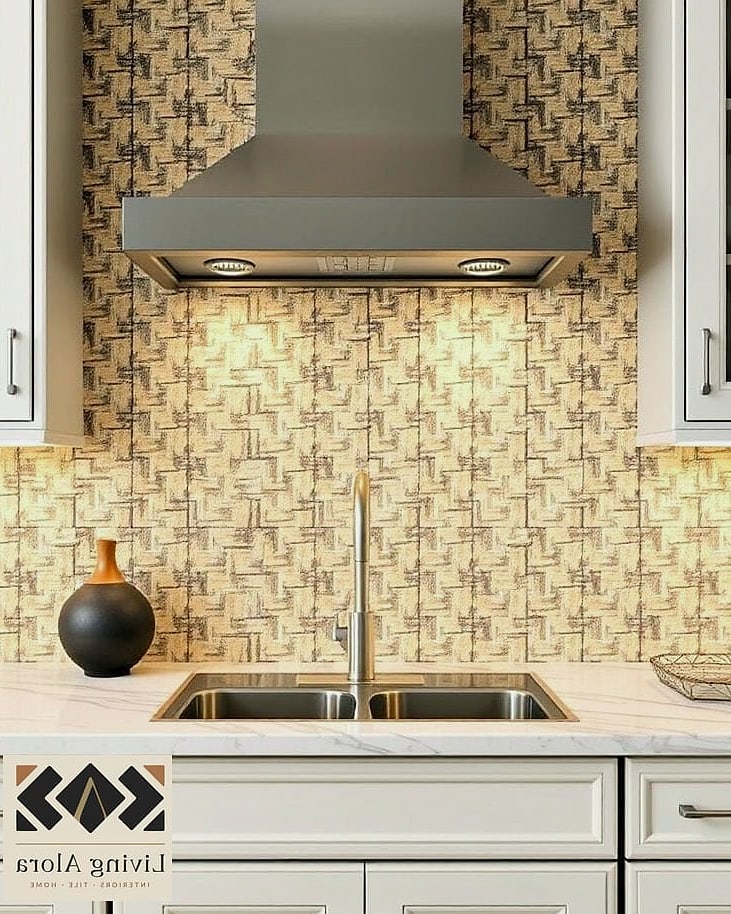 19 Backsplash for Busy Granite Stylish Tile Ideas to Inspire Your Next Renovation 16 Basketweave Mosaic in White and Cream