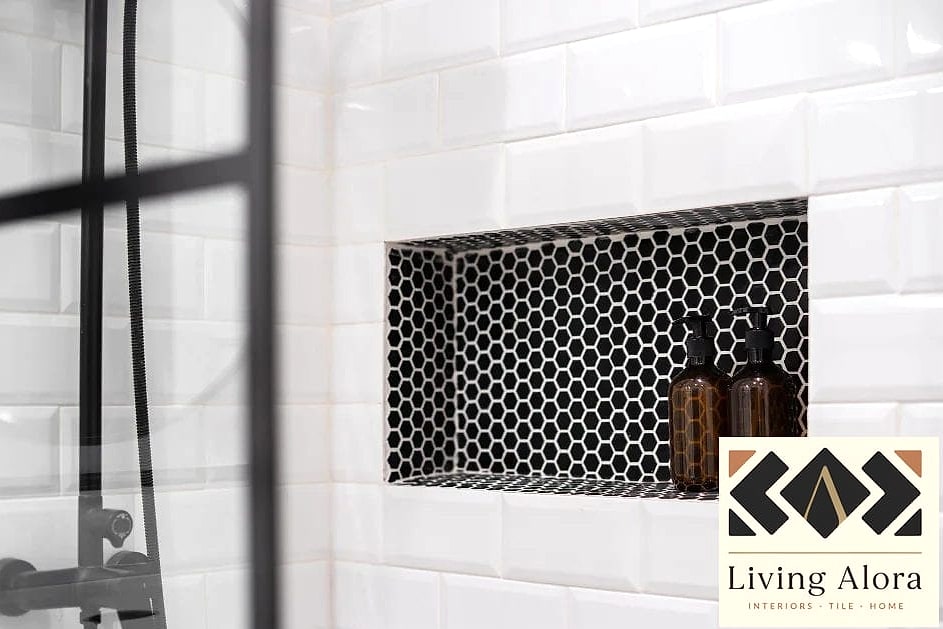 11 White Glass Mosaic Tile Ideas Worth Bookmarking Before You Renovate 8 Bathroom Niche Accent