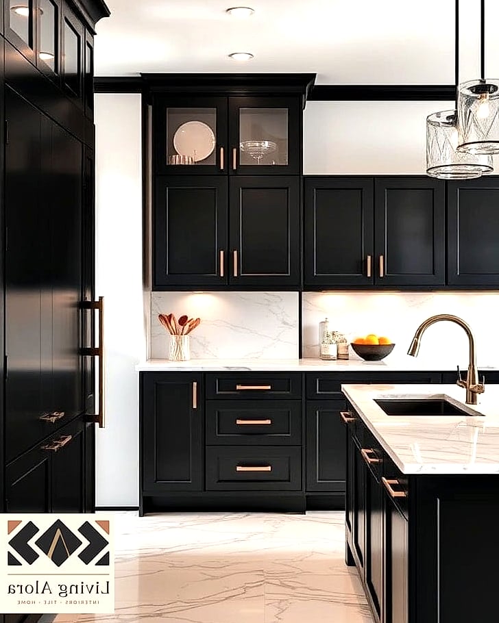 18 Black Cabinets Ideas for Every Home Style and Budget 10 Black Cabinets with Marble Countertops