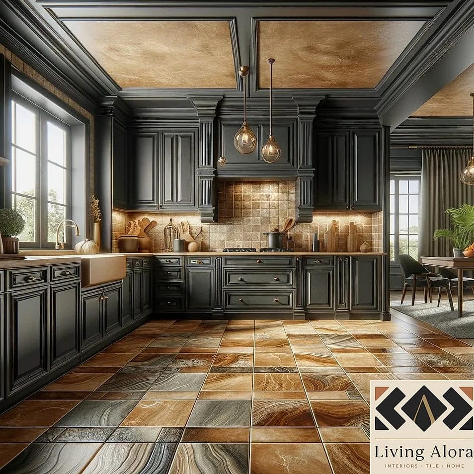 18 Black Cabinets Ideas for Every Home Style and Budget 15 Black Cabinets with Textured Tile Backsplash