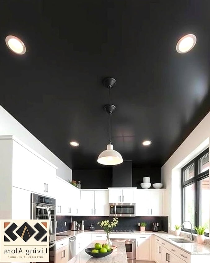 13 Dark Kitchen Ideas Perfect for Any Budget 8 Black Ceiling for Unexpected Drama