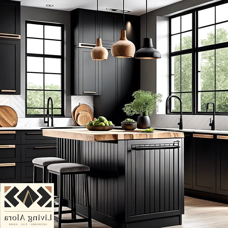 13 Dark Kitchen Ideas Perfect for Any Budget 4 Black Kitchen Island as a Focal Point