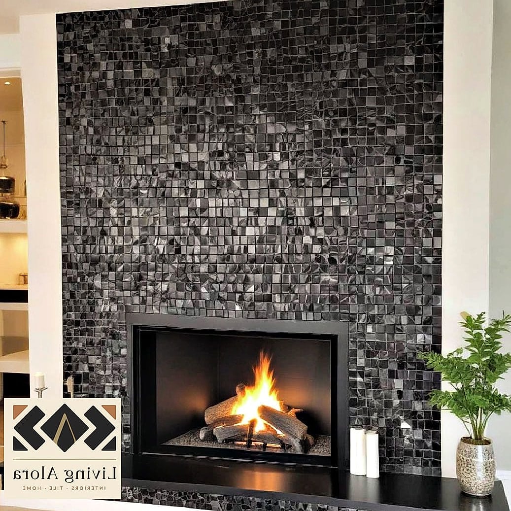 Black Mosaic Fireplace Surround