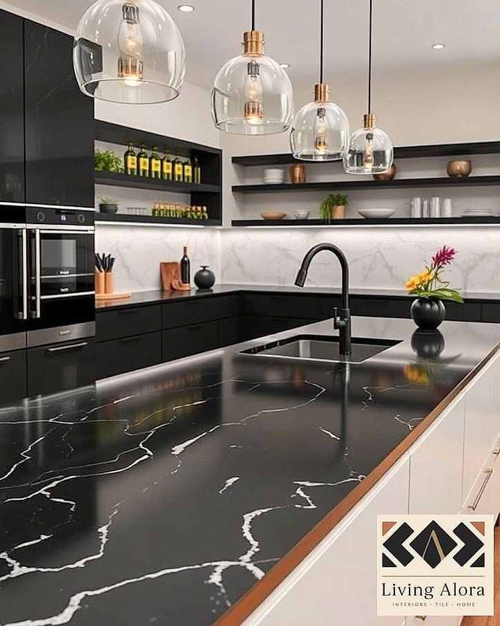 Black Porcelain Slab Countertops
