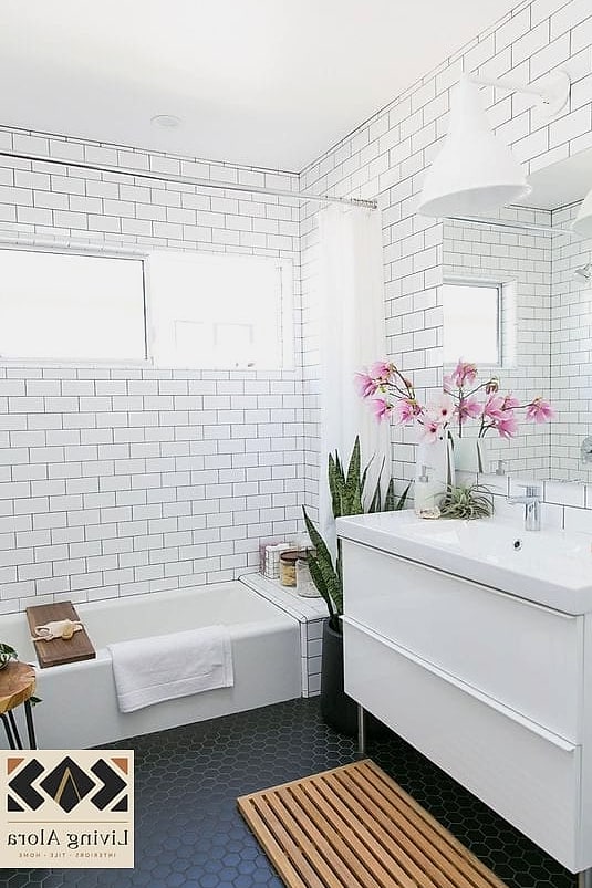 Black Subway Tile with White Grout