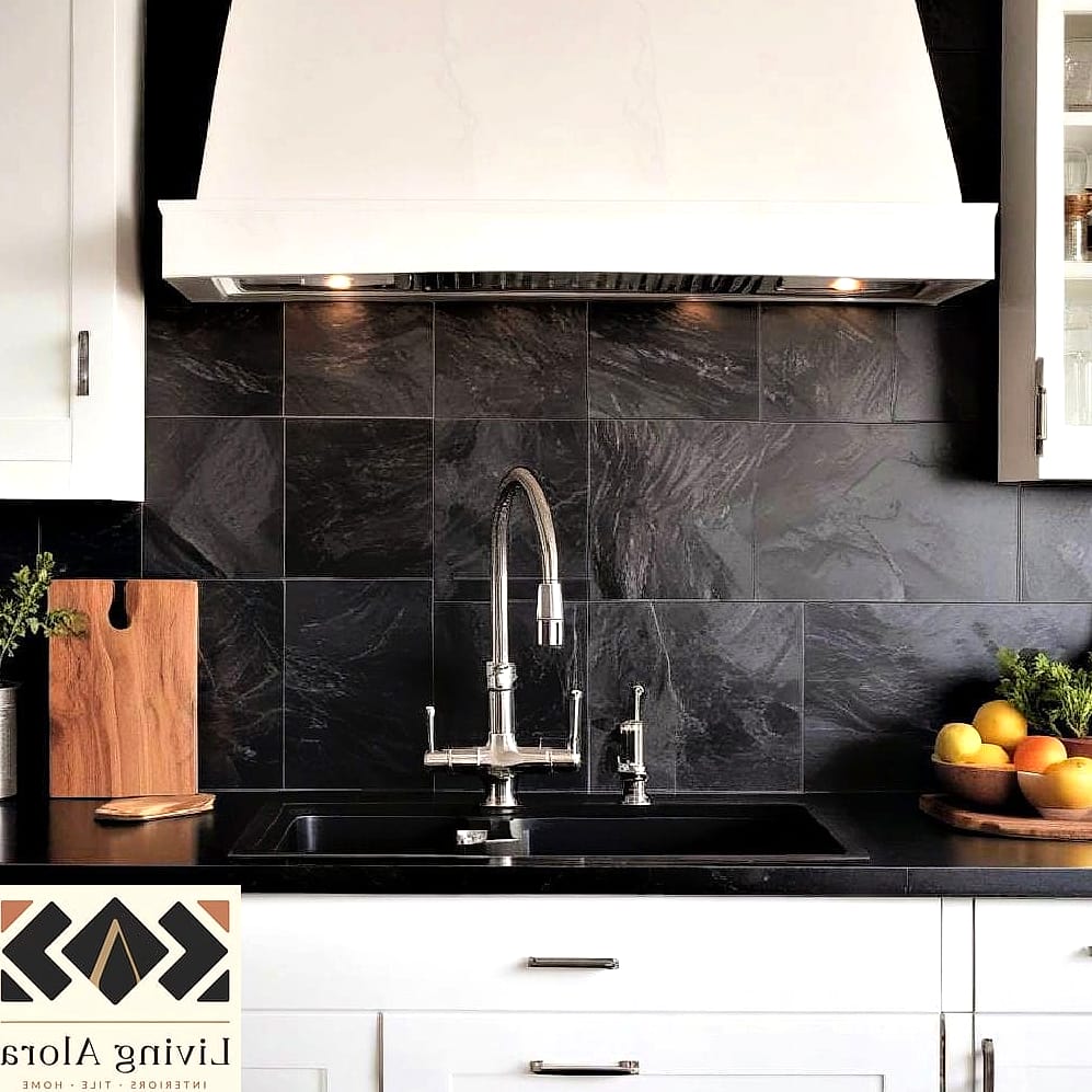 Black Tile Backsplash