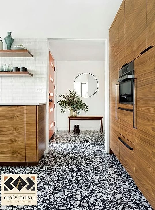 Black and White Terrazzo-Look Tile