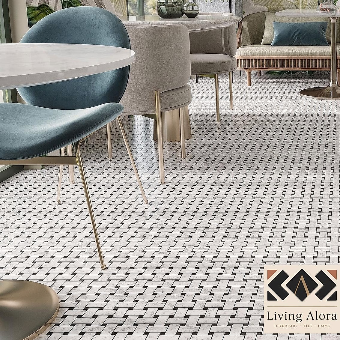 Black and White Basketweave Tile