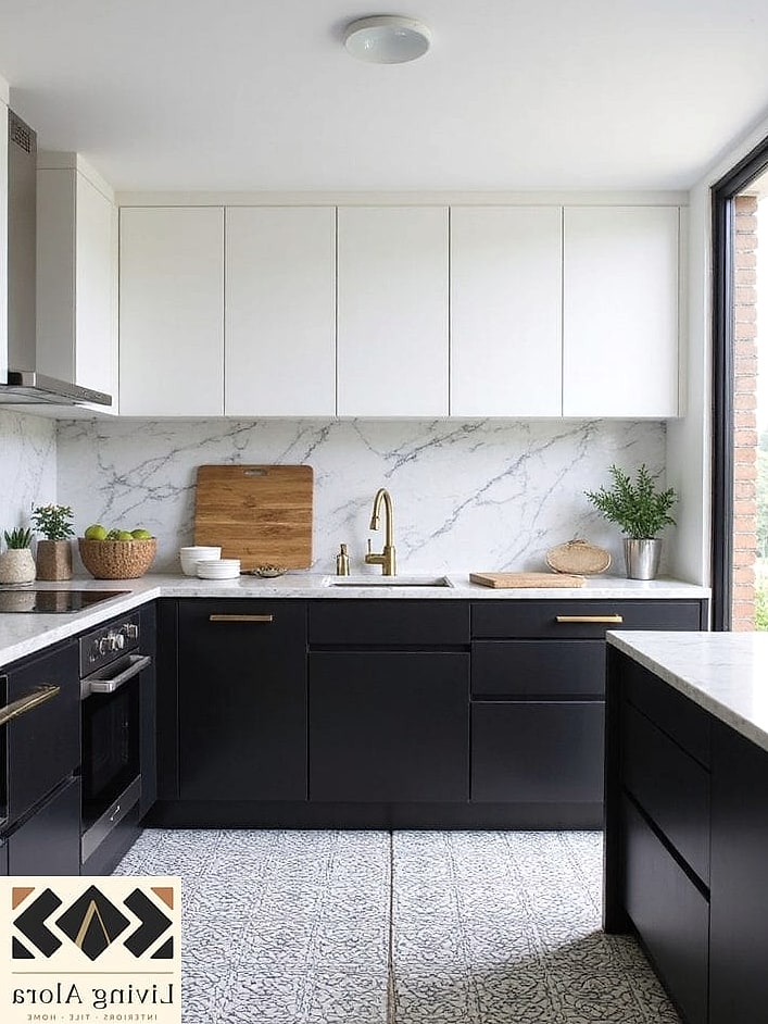 13 Dark Kitchen Ideas Perfect for Any Budget 11 Black and White Checkerboard Flooring