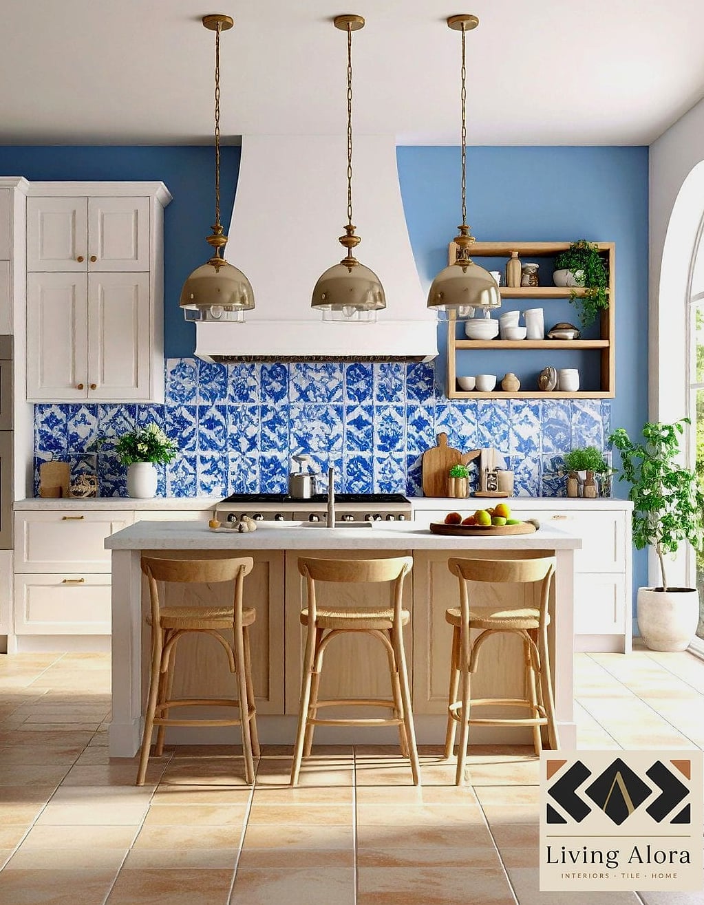 Blue and White Talavera-Inspired Tile