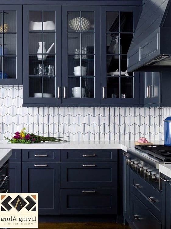 15 Backsplash for Dark Cabinets Ideas Worth Stealing From Interior Designers 13 Blue and White Patterned Tile for a Traditional Touch