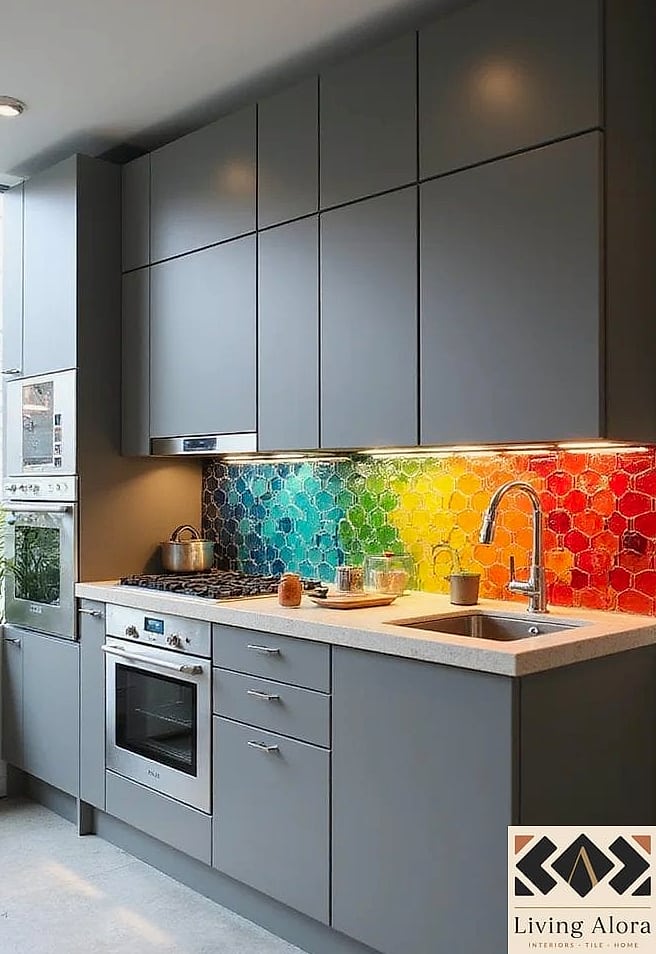 Bold Colored Tile as a Statement Wall