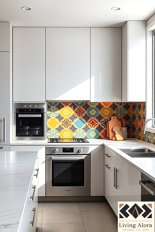 18 Modern Backsplash Ideas That Designers Keep Coming Back To 8 Bold Graphic Tile as a Focal Point