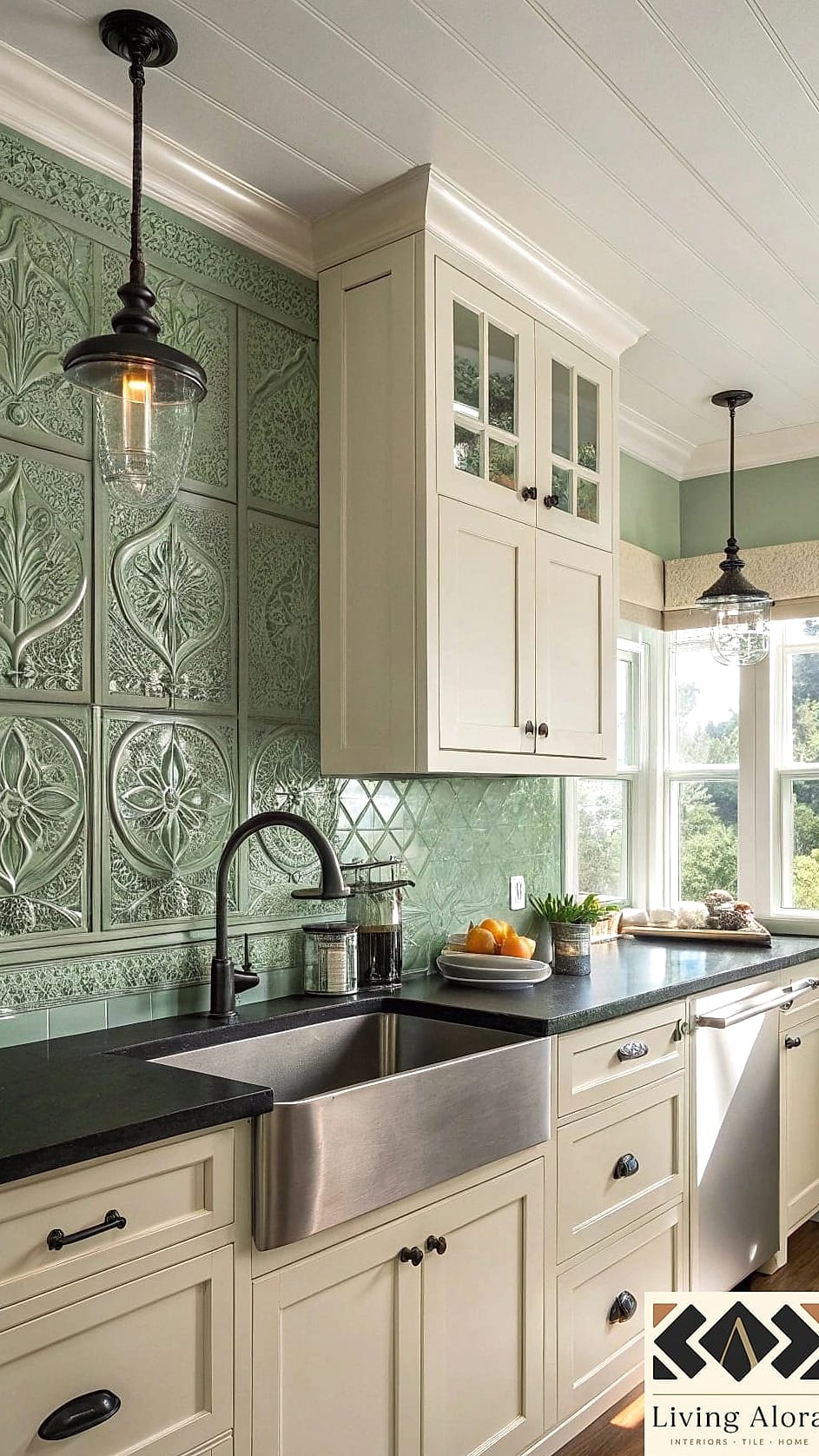 23 Backsplash Ideas for White Cabinets Ideas That Will Transform Your Space 6 Bold Green Ceramic Tile