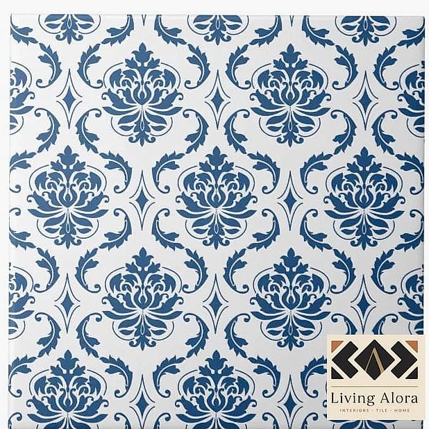 25 Damask Tile Ideas to Show Your Contractor 6 Bold Navy Damask Laundry Room Floor