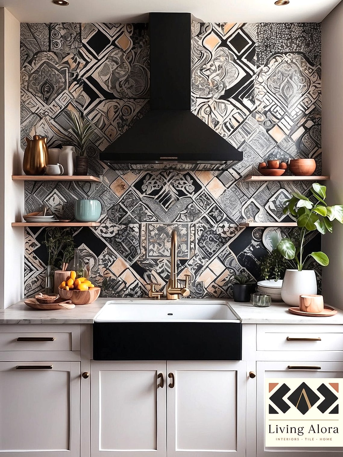 Bold Patterned Tile as an Accent Wall