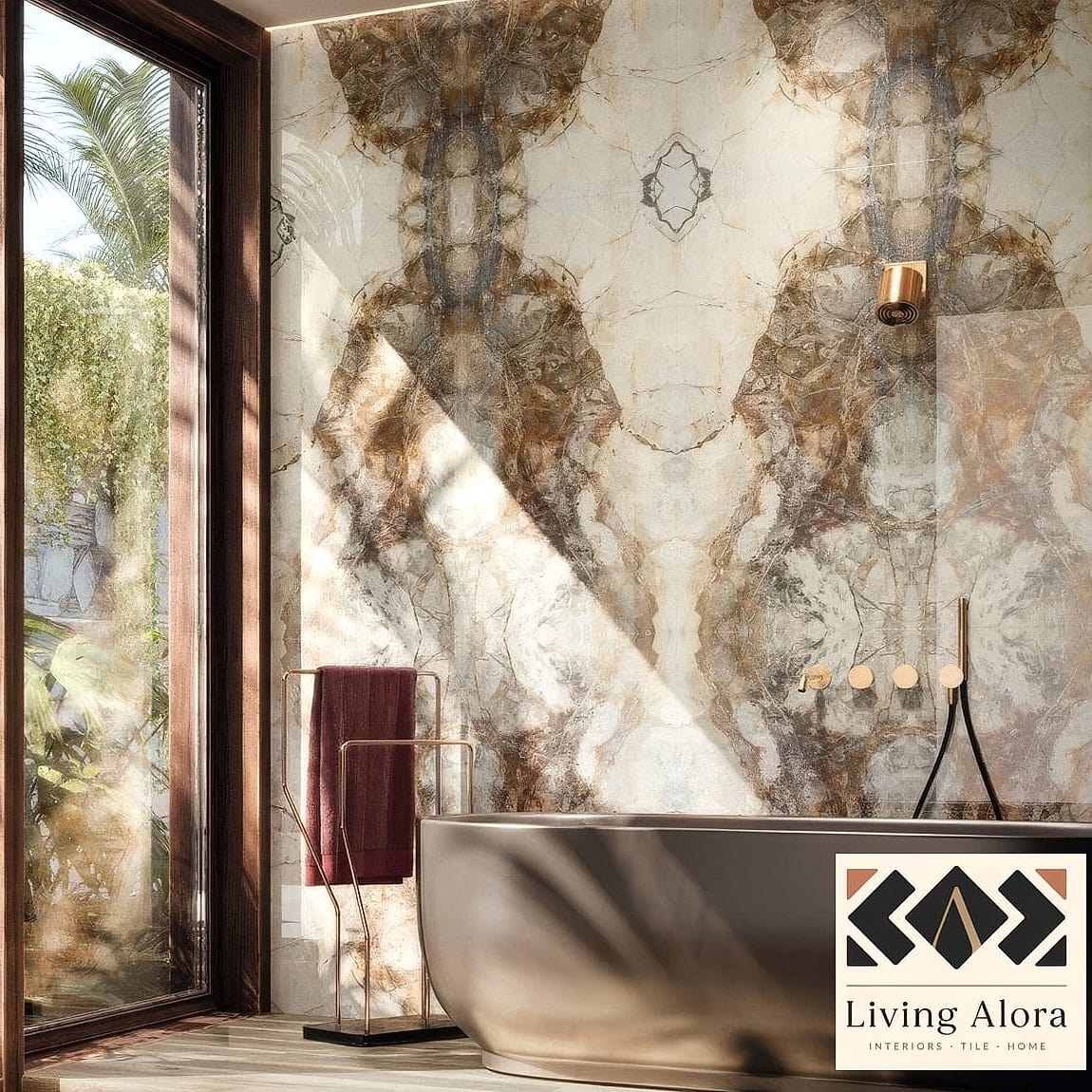 Book-Matched Marble Tile as a Statement Wall