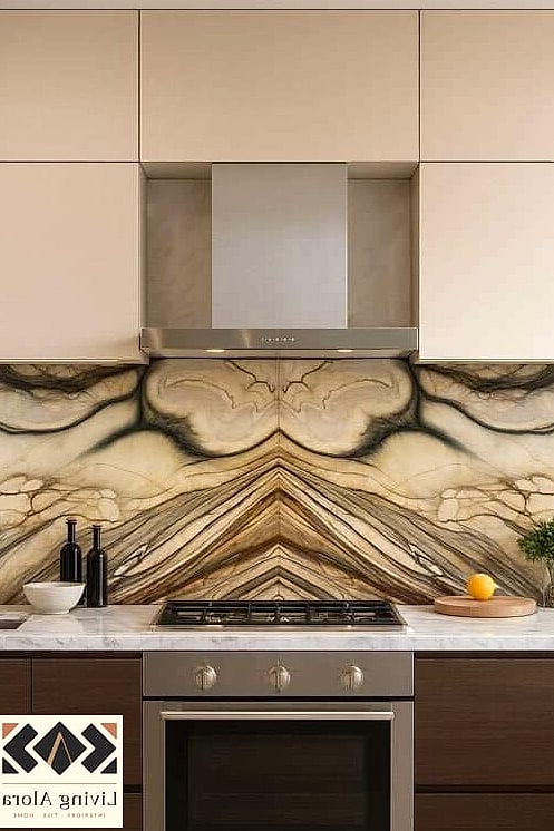 Book-Matched Stone Backsplash
