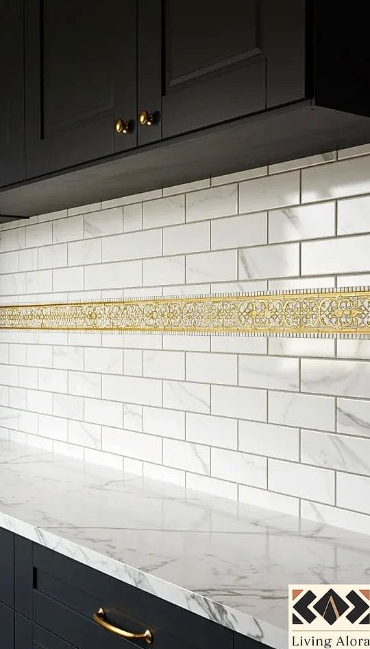 19 Gold Backsplash Ideas That Will Transform Your Space 2 Brushed Gold Subway Tile