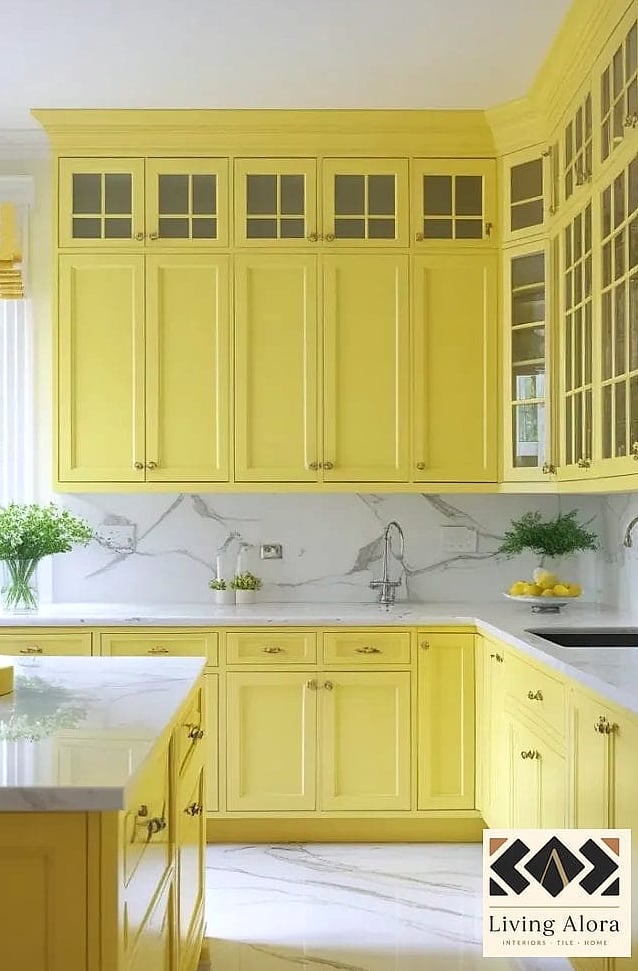 25 Colorful Kitchen Ideas That Look Expensive But Aren't 5 Butter Yellow Island