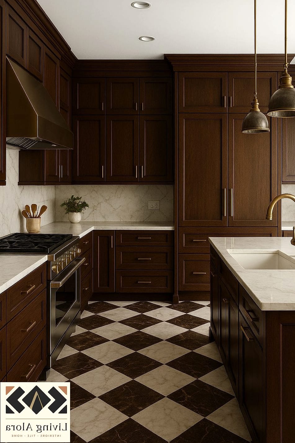 27 Kitchen Backsplash Ideas That Look Expensive But Aren't 10 Checkerboard Floor-to-Backsplash Tile