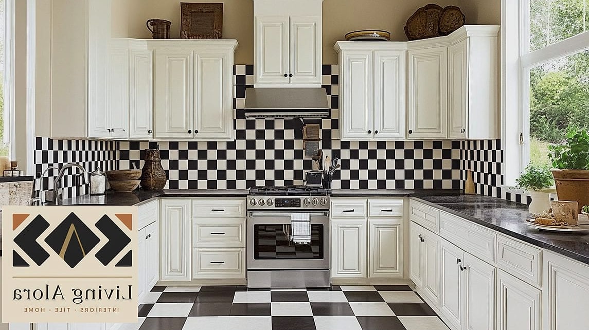 23 Backsplash Ideas for White Cabinets Ideas That Will Transform Your Space 14 Checkerboard Pattern Backsplash