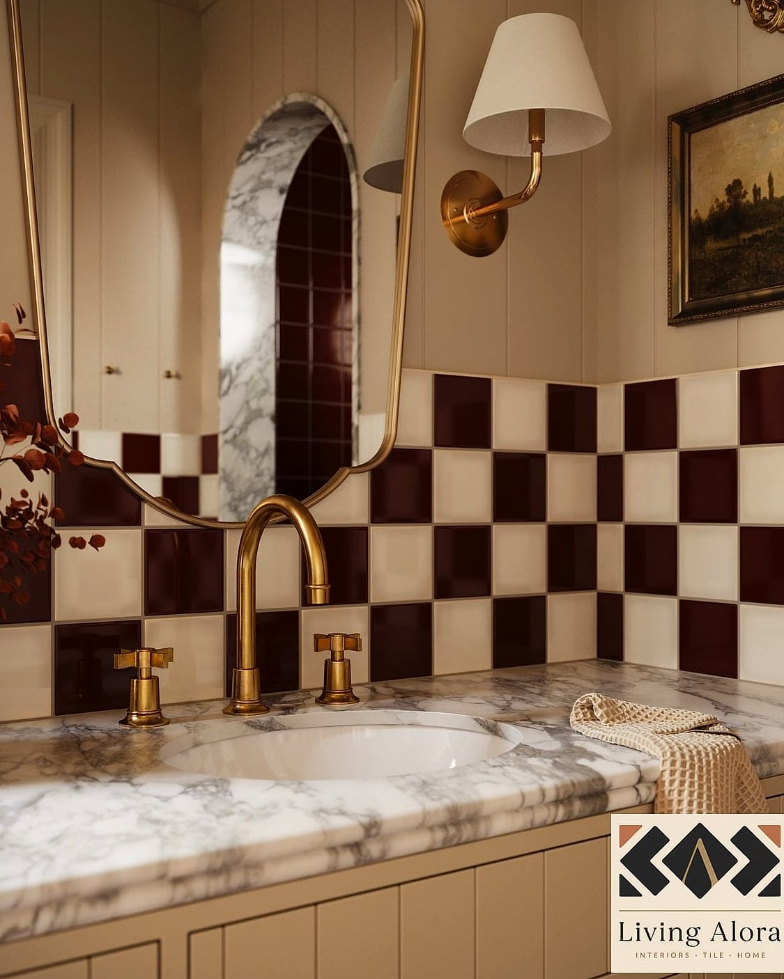 11 Bathroom Backsplash Ideas You Haven't Seen Before 6 Checkerboard Tile in Unexpected Colors