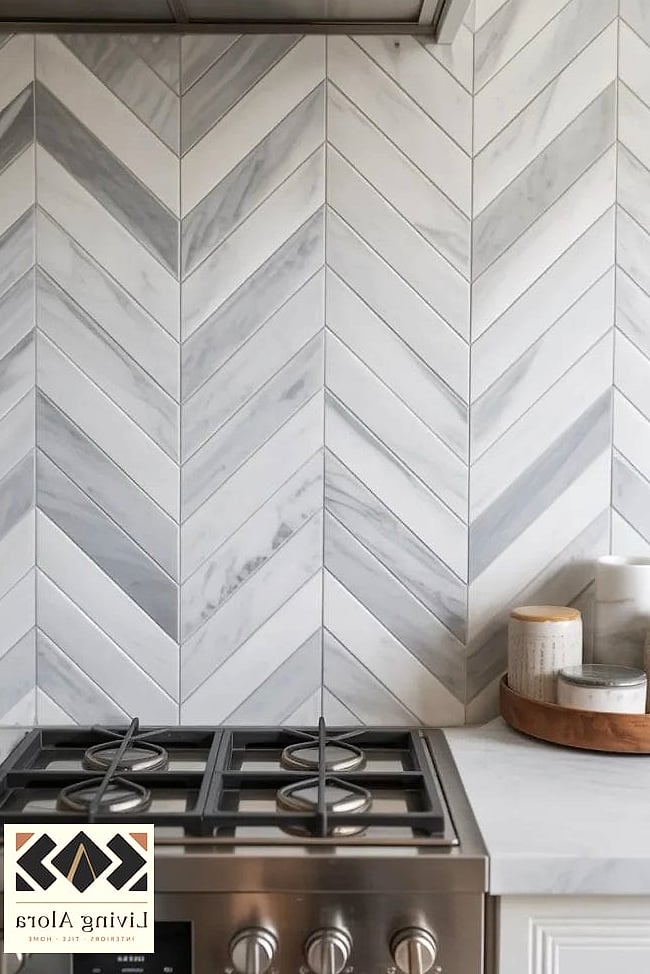 30 Stone Backsplash Ideas That Will Transform Your Space 11 Chevron Marble Tile