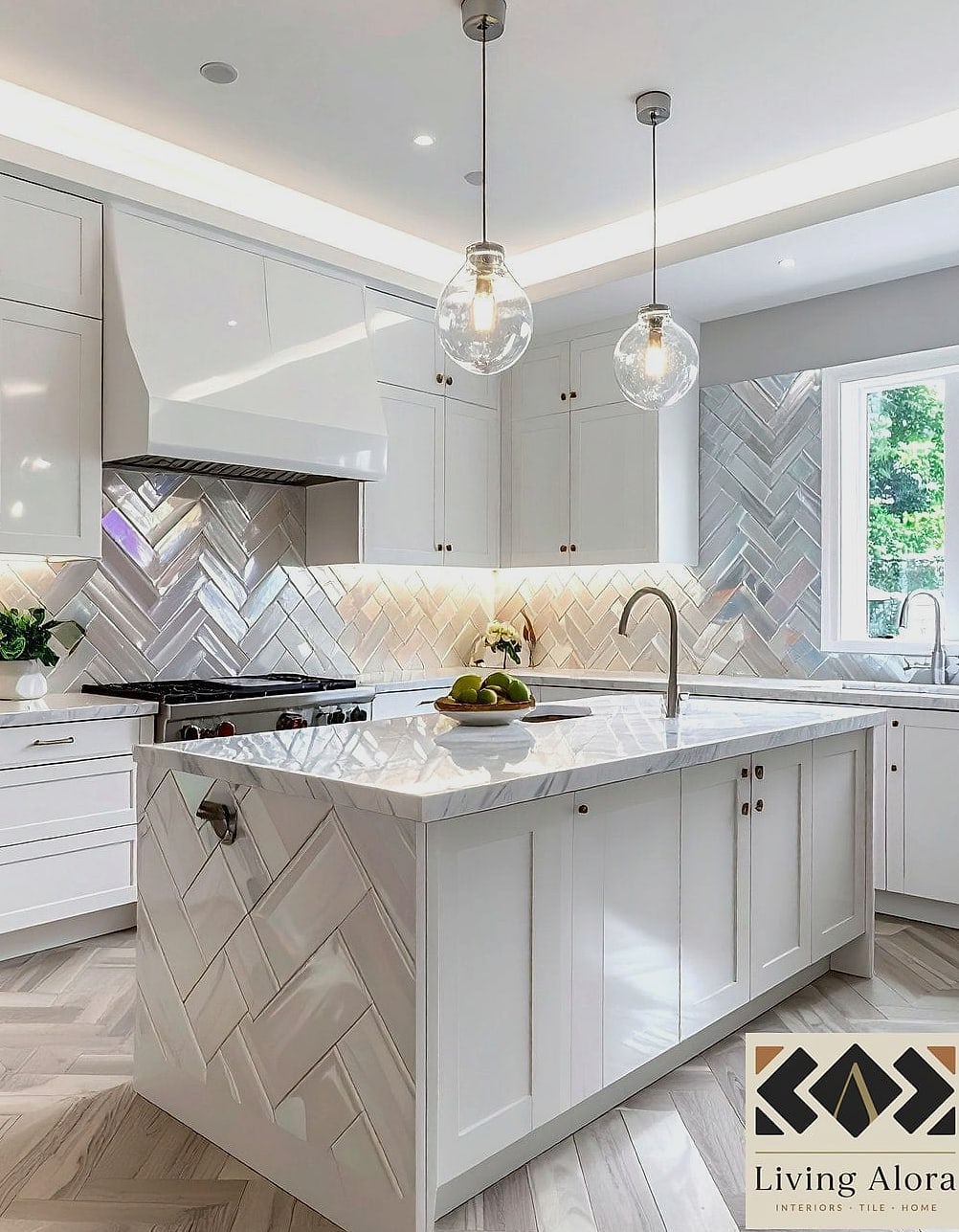 19 Mother of Pearl Backsplash Ideas We Can't Stop Pinning 14 Chevron Mother of Pearl Accent Wall