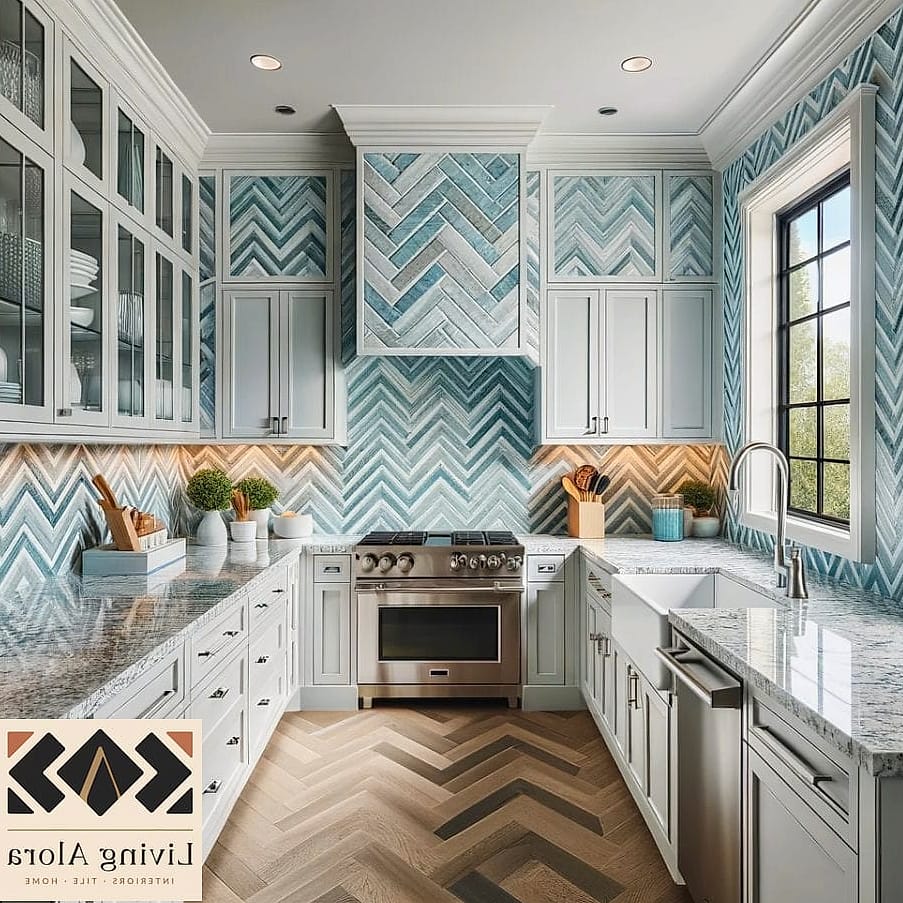 25 Backsplash for Granite Countertops Ideas That Will Change How You See Your Home 16 Chevron Pattern for Modern Flair