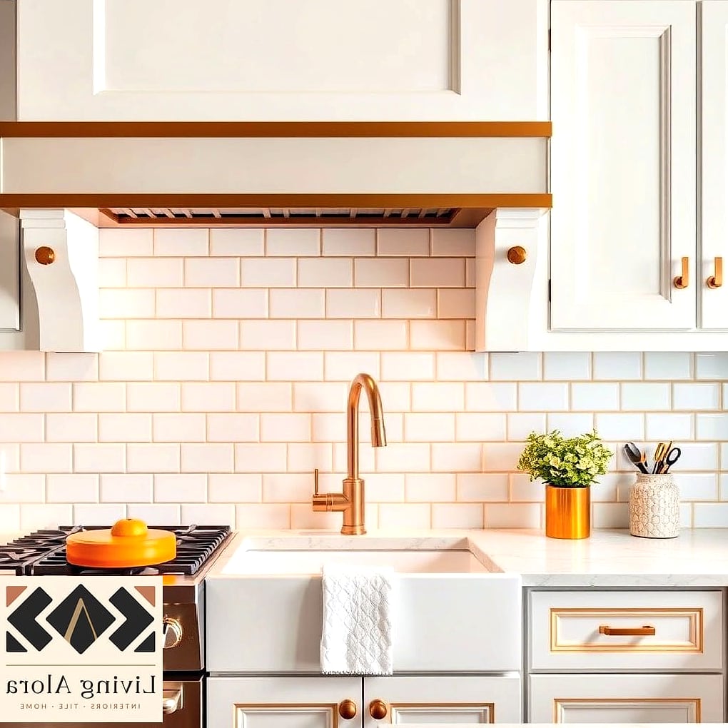 Classic White Subway Tile with Gold Grout