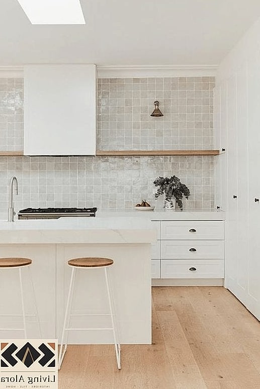 20 Backsplash for White Cabinets Ideas From Homes We Absolutely Love 3 Classic Zellige Tile in Soft White