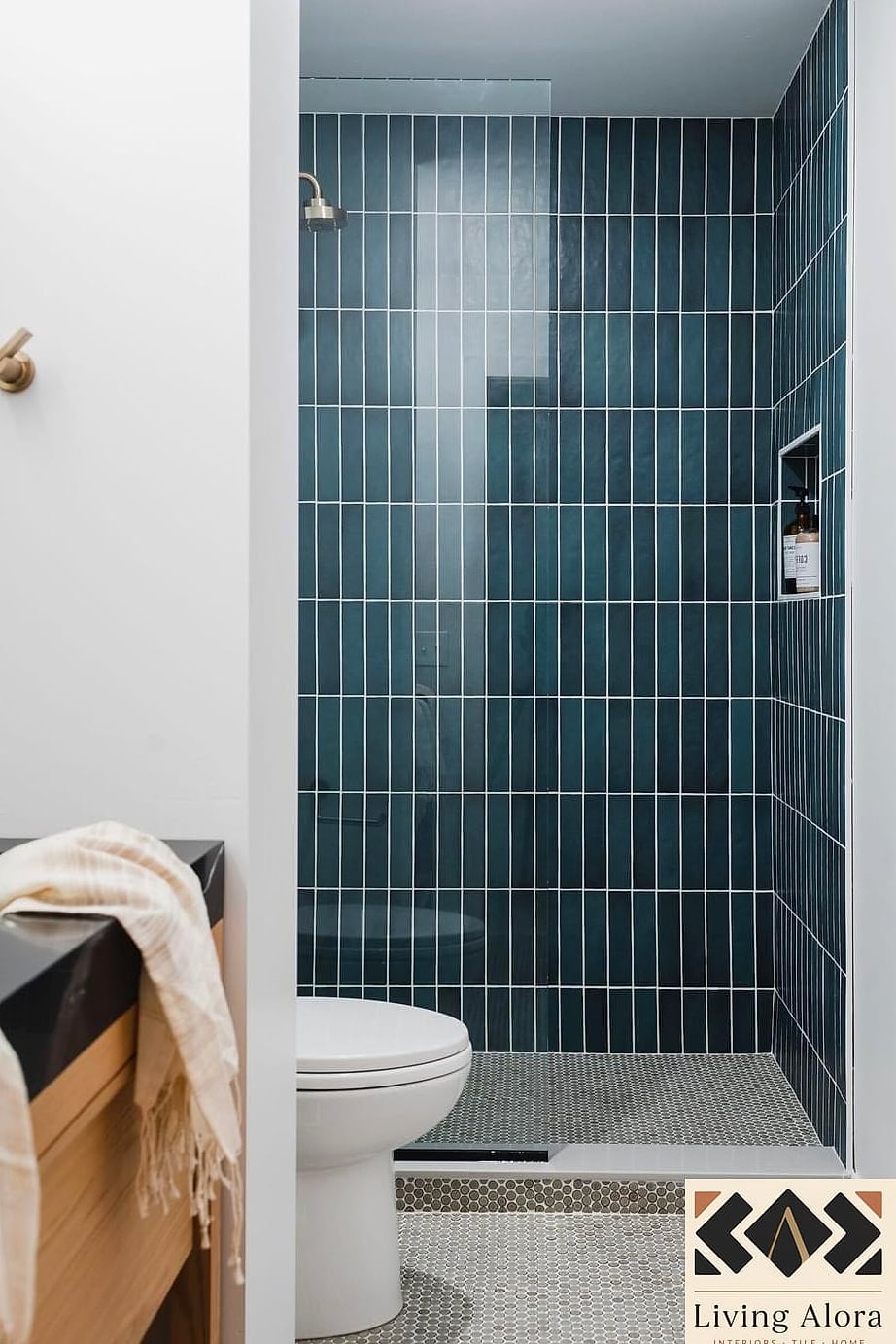 Colored Subway Tile in Vertical Layout