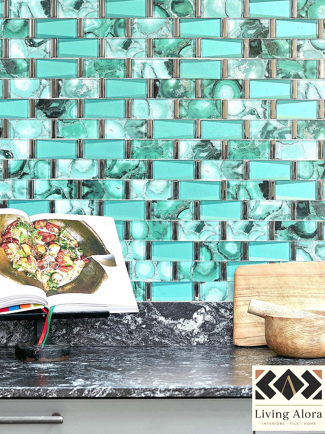 Colorful Glass Subway Mosaic Backsplash