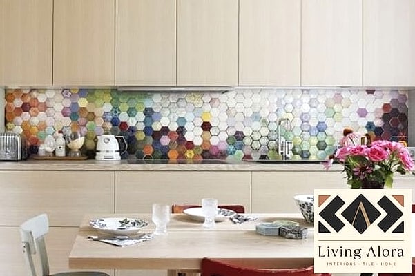 Colorful Hexagon Backsplash