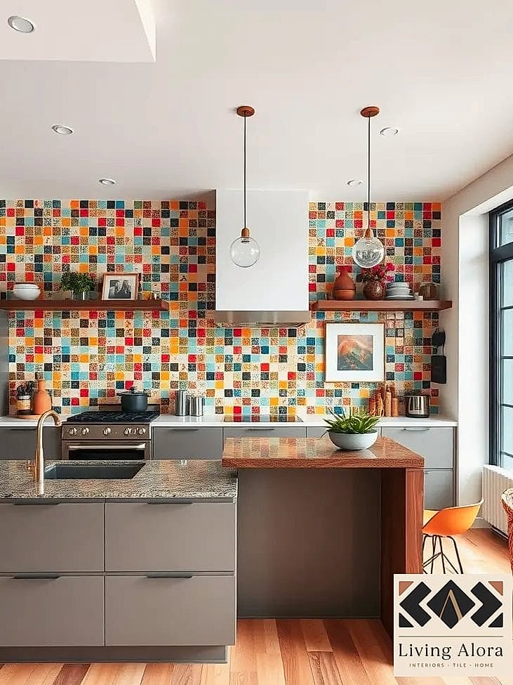 23 Kitchen Backsplash Ideas That Maximize Style and Function 6 Colorful Mosaic Tile