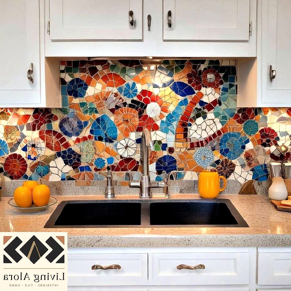 16 Backsplash for White Cabinets Ideas That Look Expensive But Aren't 8 Colorful Mosaic Tile as an Accent Strip