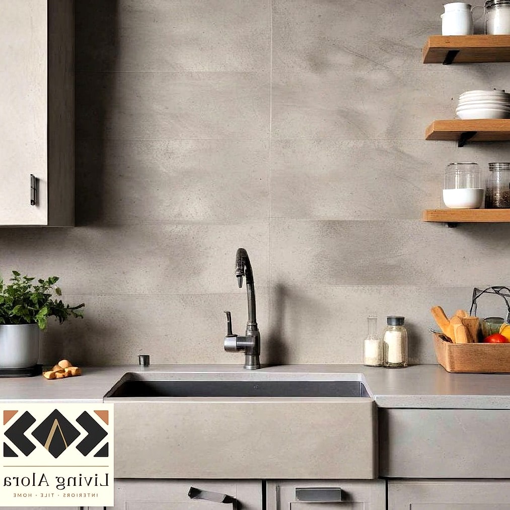 21 Unique Backsplash Ideas to Inspire Your Next Renovation 21 Concrete-Look Large Format Tile