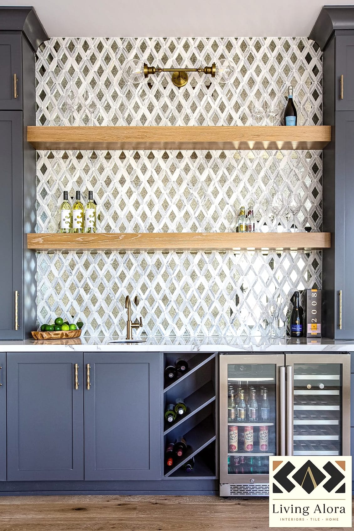 25 Damask Tile Ideas to Show Your Contractor 14 Damask Tile Wet Bar Backsplash