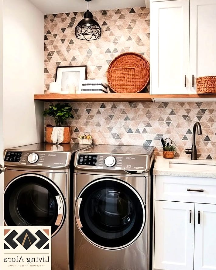 Diamond Mosaic Laundry Room Floor