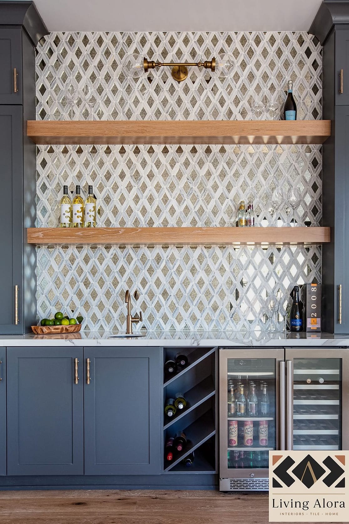 16 Diamond Tile Ideas Worth Stealing From Interior Designers 17 Diamond Tile Bar or Butler's Pantry Wall