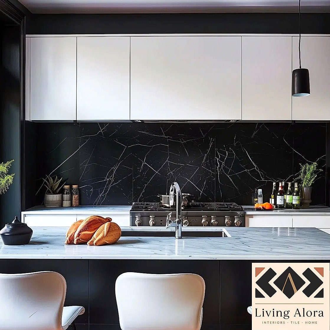 Dramatic Black Tile with Contrasting Grout