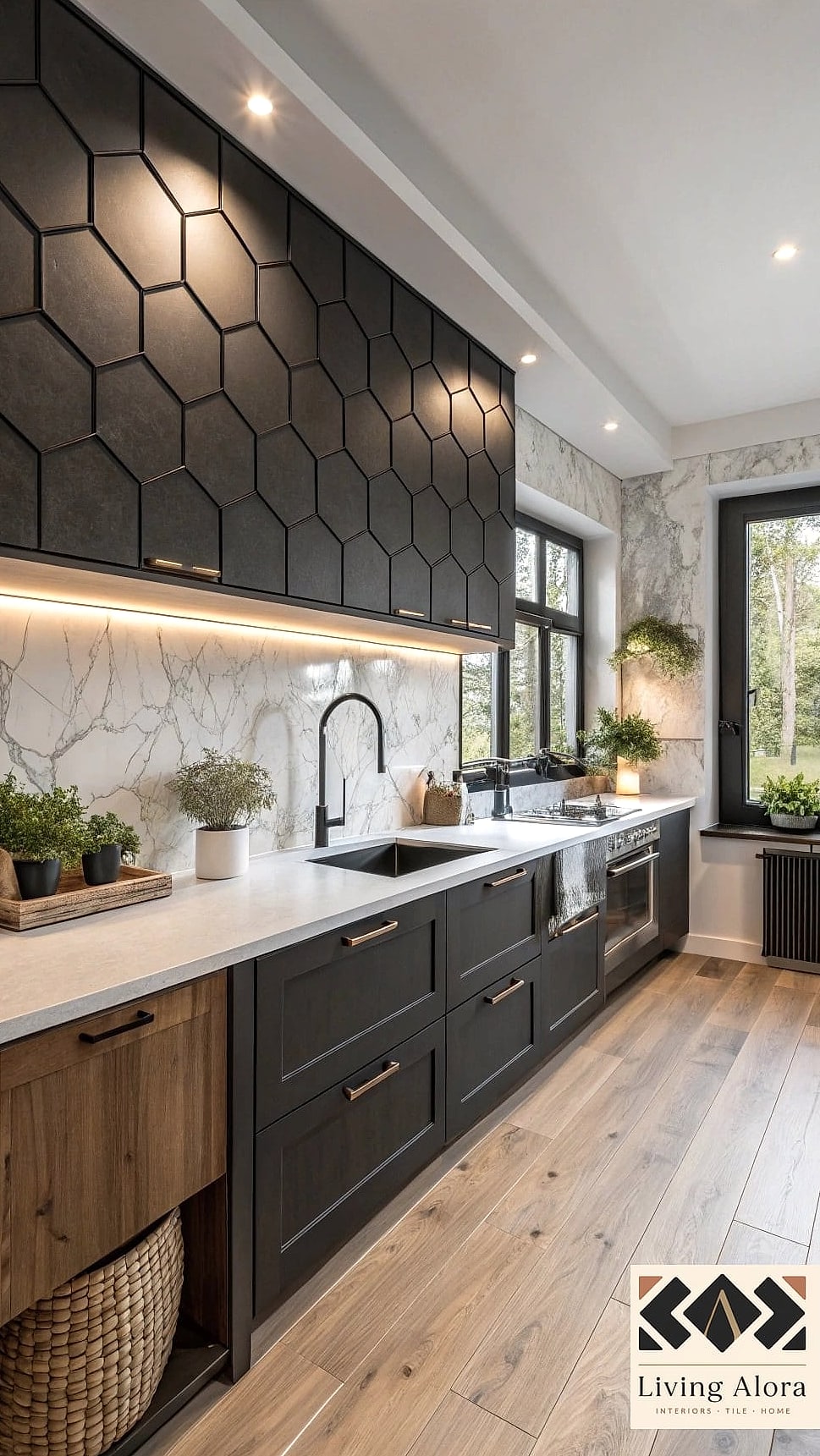 17 Ceiling Height Backsplash Ideas From Homes We Absolutely Love 3 Dramatic Black Zellige Tile Wall