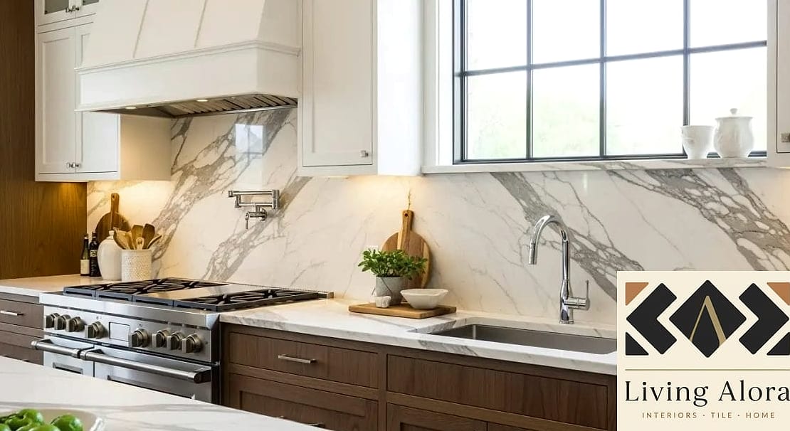 Dramatic Calacatta Slab Backsplash