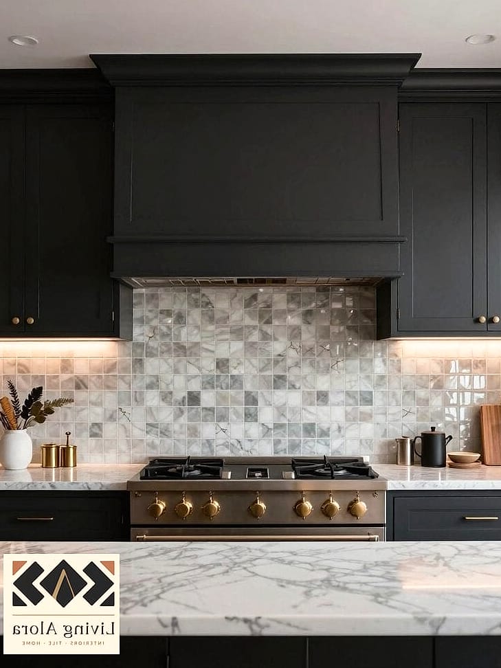 Extra-Tall Subway Tile in a Herringbone Pattern