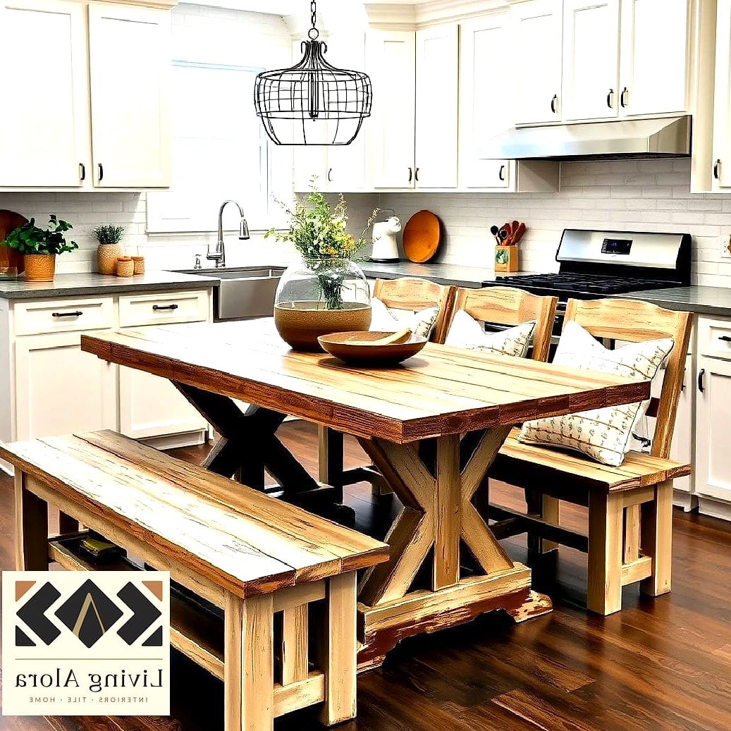 Farmhouse-Style Bench Seating with Storage